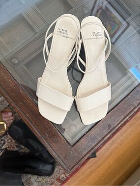 Jeffrey Campbell Ivory Square-Toe Slingback Sandals